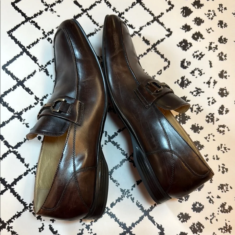 Kenneth Cole Reaction Men’s Brown Leather Loafers w/ Metal Detailing - Size 13 M